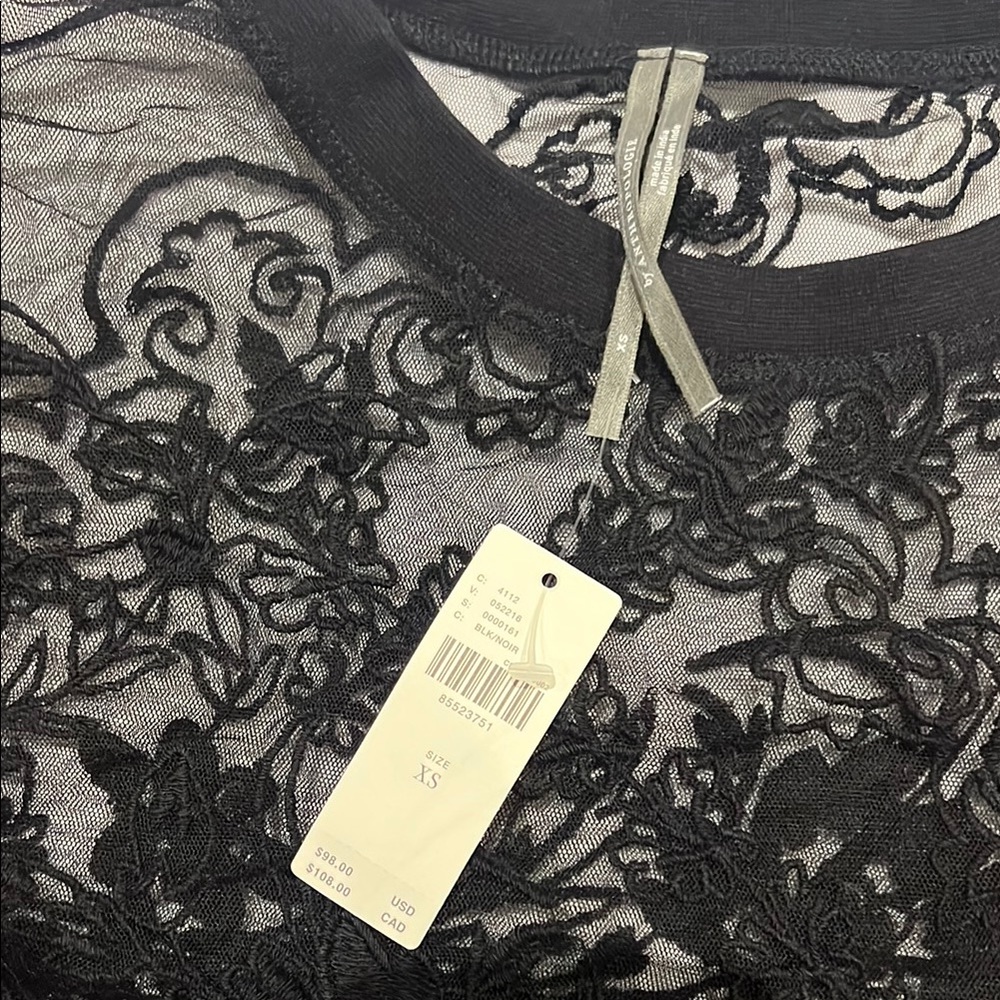 NWT Black Lace Top Anthropologie xs - Picture 3 of 4
